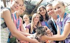 Vor allem die Katzenstation hatte es den Kindern aus Mogilew angetan.